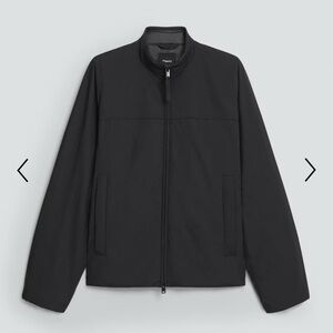 Theory Black Nylon Zip Front Jacket XL Lightweight Minimalist Modern